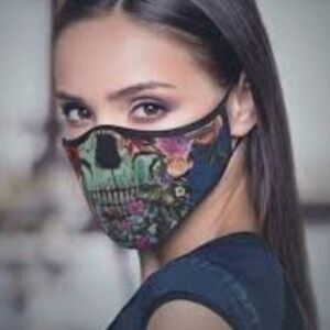Two Washable Floral Skull Soft‎ Adult Masks OS Multicolor